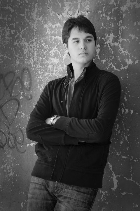 boy against wall